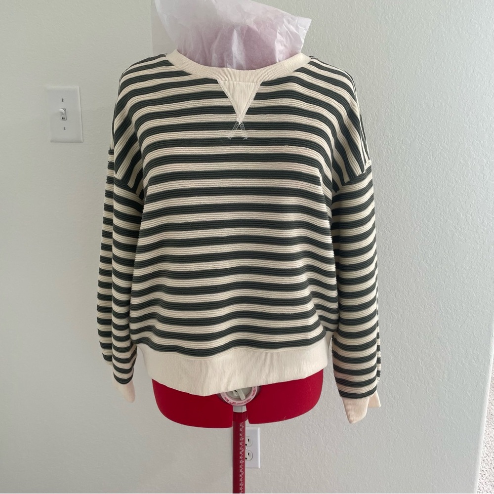 Striped Green and Cream Women's Sweater